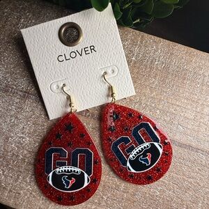 Red Glitter TEXAN Football Earrings